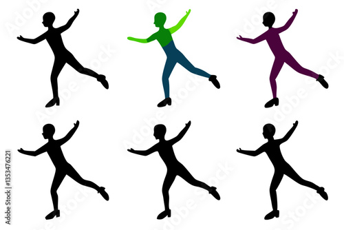 Wallpaper Mural set of Ice skating silhouette vector illustration Torontodigital.ca