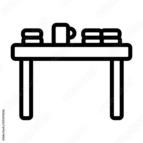Messy Desk Vector Line Icon Design