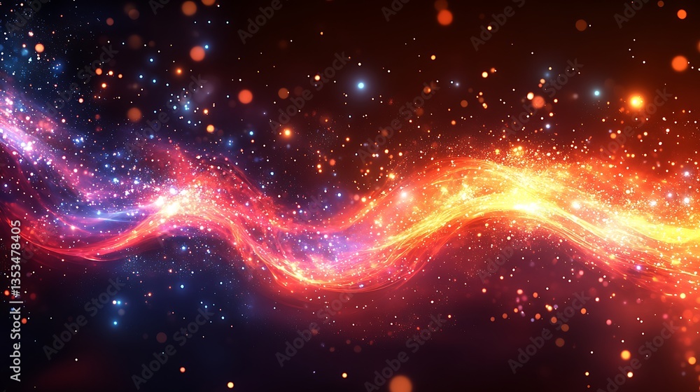 A Cosmic Scene Featuring Glowing Light Streaks and Stars A Cosmic Scene Featuring Glowing Light Streaks and Stars