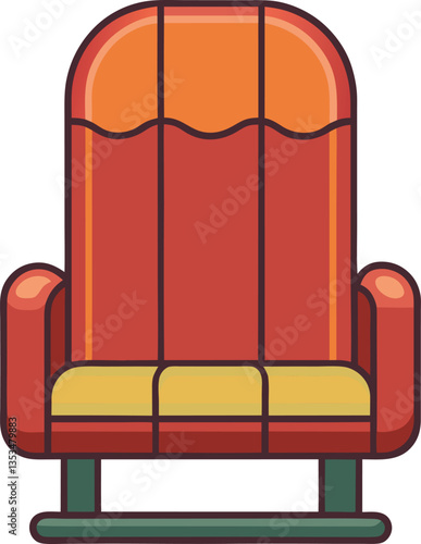 Rocking chair vector illustration, A vector illustration of a colorful rocking chair with a modern design, offering comfort and relaxation.
