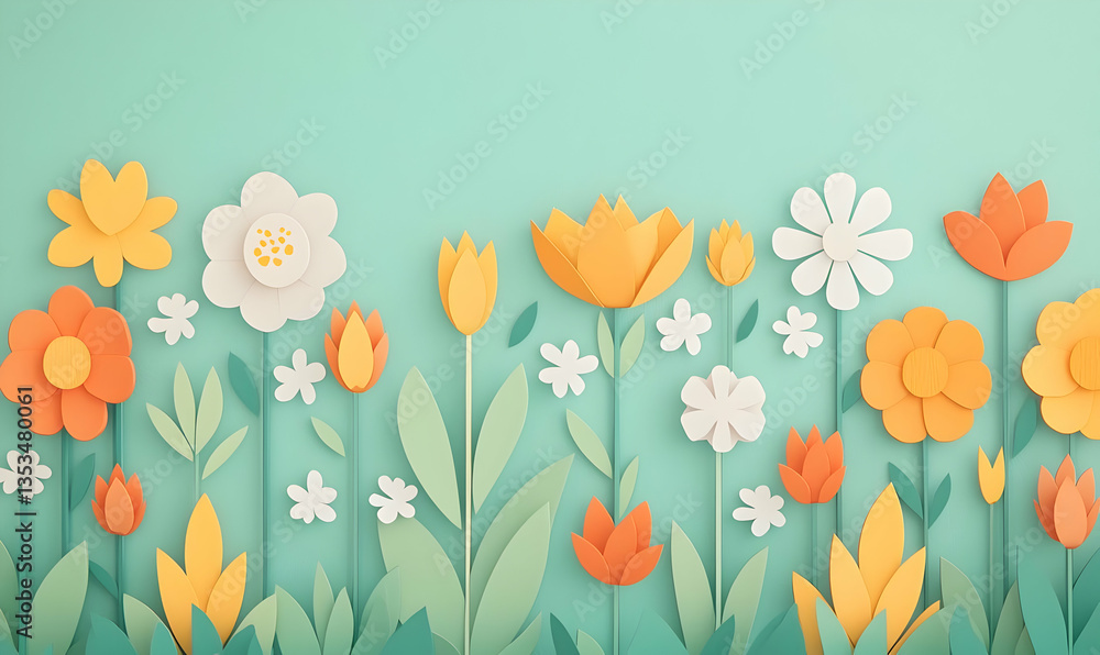 Naklejka premium Colorful Spring Flowers Animated Concept with Graphs Background
