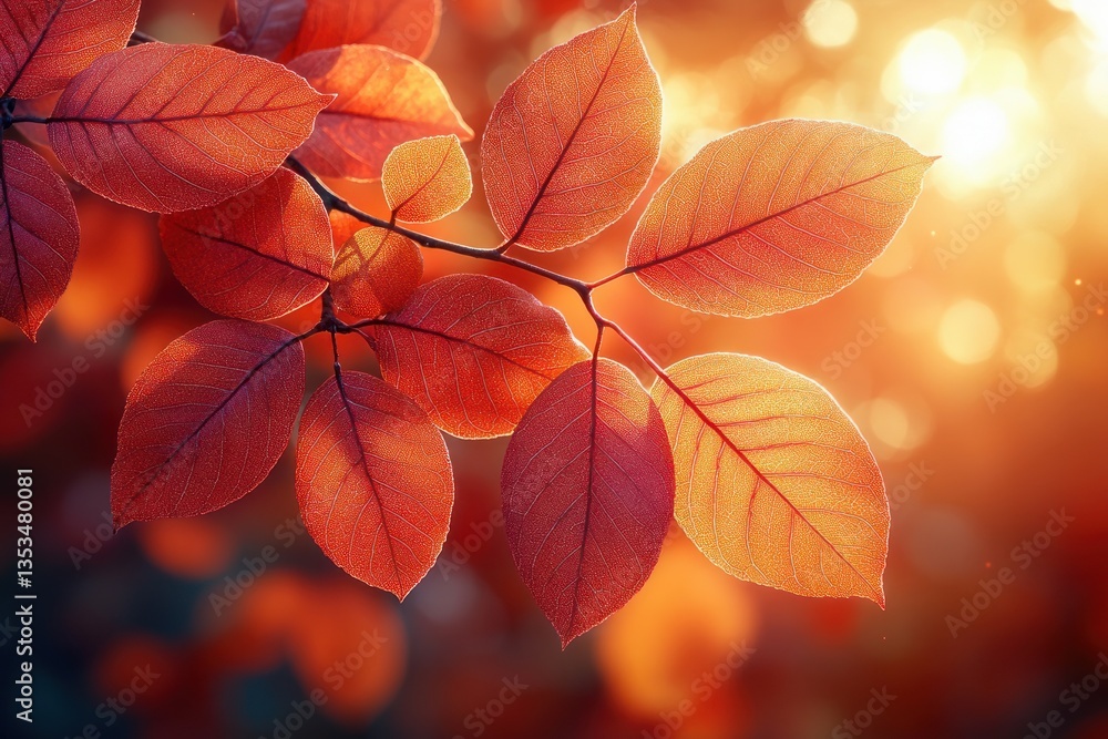 Close-up of Vibrant Red and Orange Autumn Leaves on Vine in a Serene Field Close-up of Vibrant Red and Orange Autumn Leaves on Vine in a Serene Field