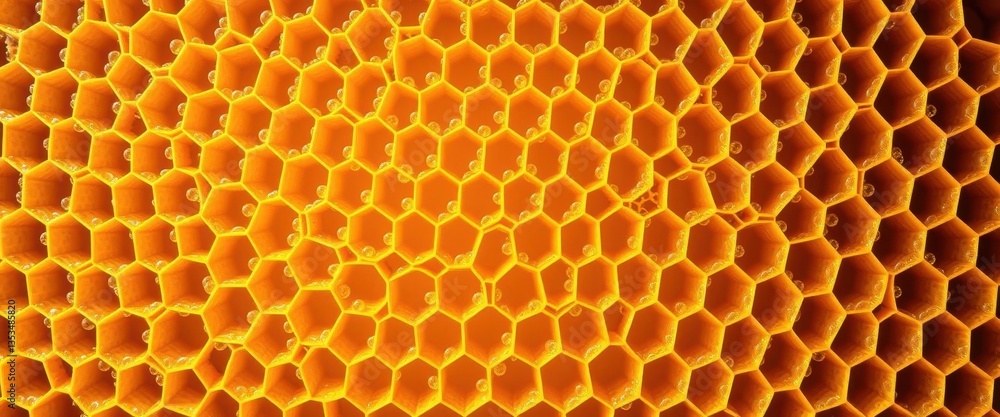 Golden honeycomb texture, intricate hexagonal cells, natural beeswax background , detail, surface, design