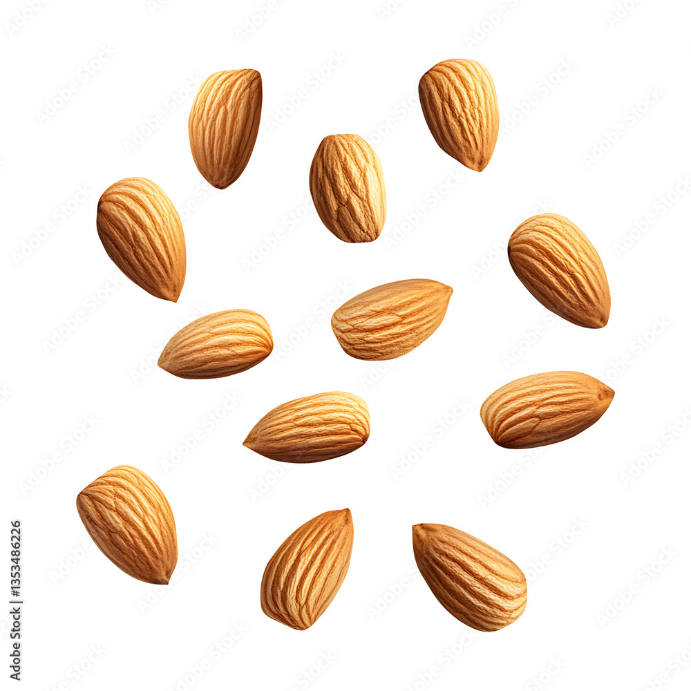 Airborne Almond with Natural Texture Isolated Image on transparent background. Airborne Almond with Natural Texture Isolated Image on transparent background.