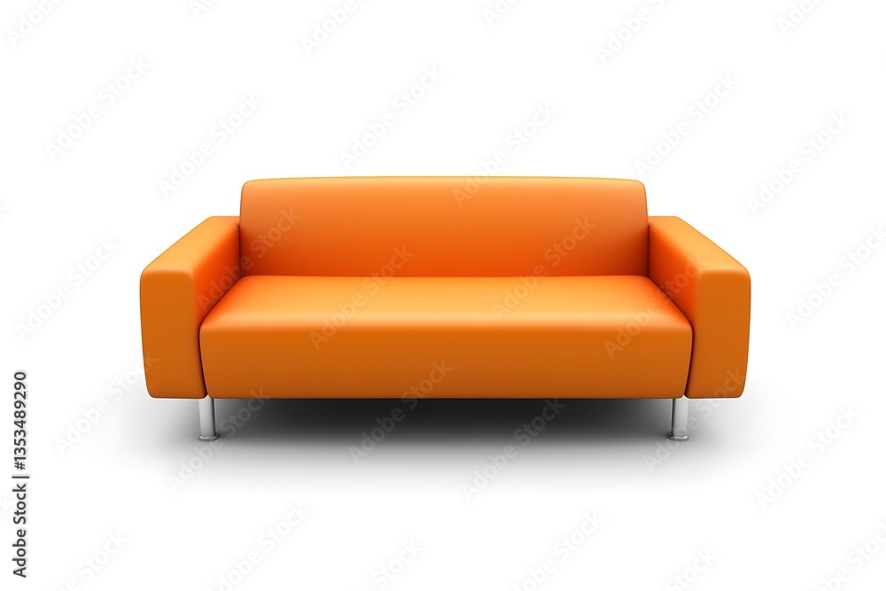 Obraz premium Orange sofa furniture in empty room, design isolated on white background for decoration
