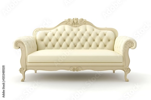 Elegant cream-colored sofa on white background for luxury interior design and furniture stores