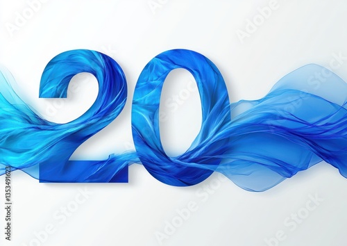 20th Anniversary Logo Design Modern Minimalist Blue Gradient Typography