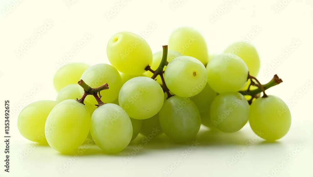 Fresh Green Grapes on White Background High-Quality Realistic Image Fresh Green Grapes on White Background High-Quality Realistic Image