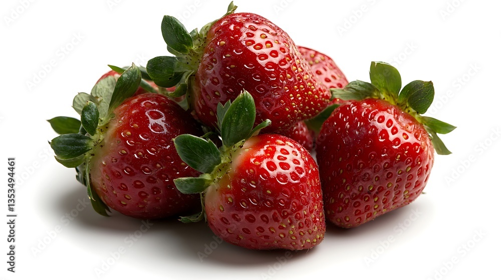 Juicy Red Strawberries on White Background. Juicy Red Strawberries on White Background.