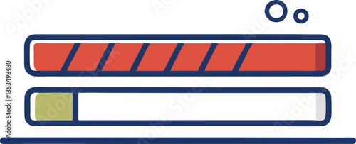 Loading Bar with Stripes and Green Progress Indicator, A vibrant vector of two loading bars, one with red striped segments and a green progress indicator, symbolizing system updates.
