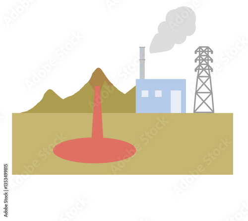 地熱発電のイメージのイラスト