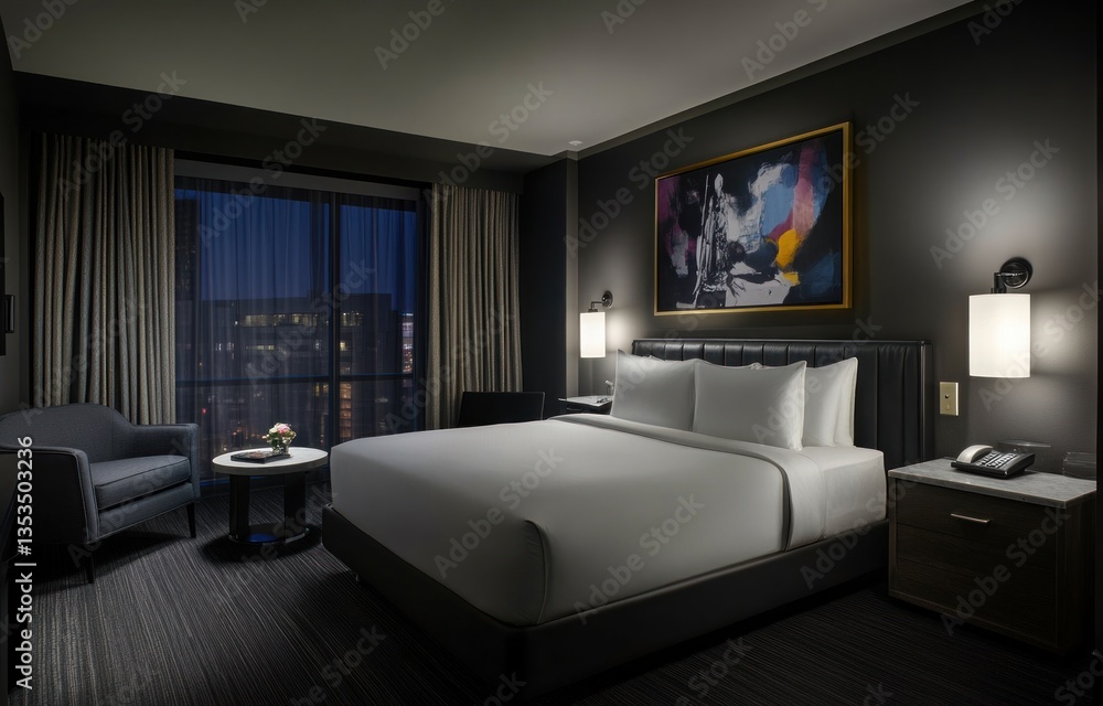 A well designed modern hotel bedroom with great aesthetic appeal A well designed modern hotel bedroom with great aesthetic appeal