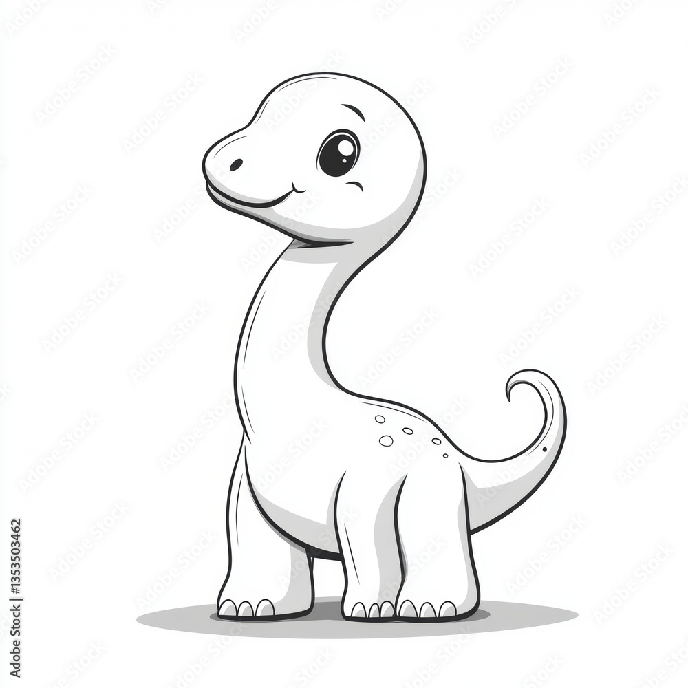 Fototapeta premium Cute Cartoon Dinosaur Outline