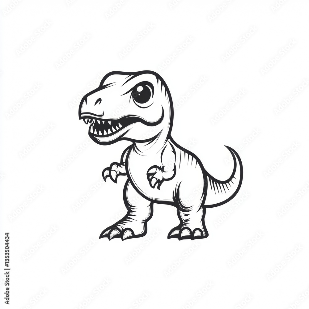Fototapeta premium Cute T-Rex Dino Cartoon Drawing