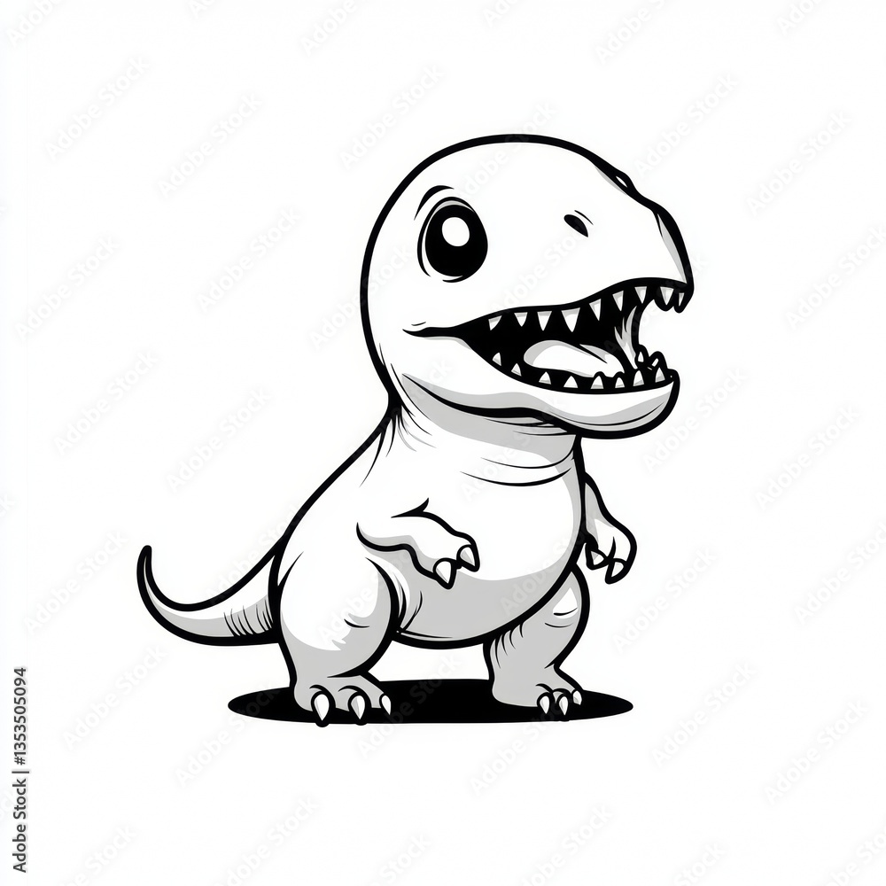 Obraz premium Cute Baby Dinosaur Cartoon Drawing