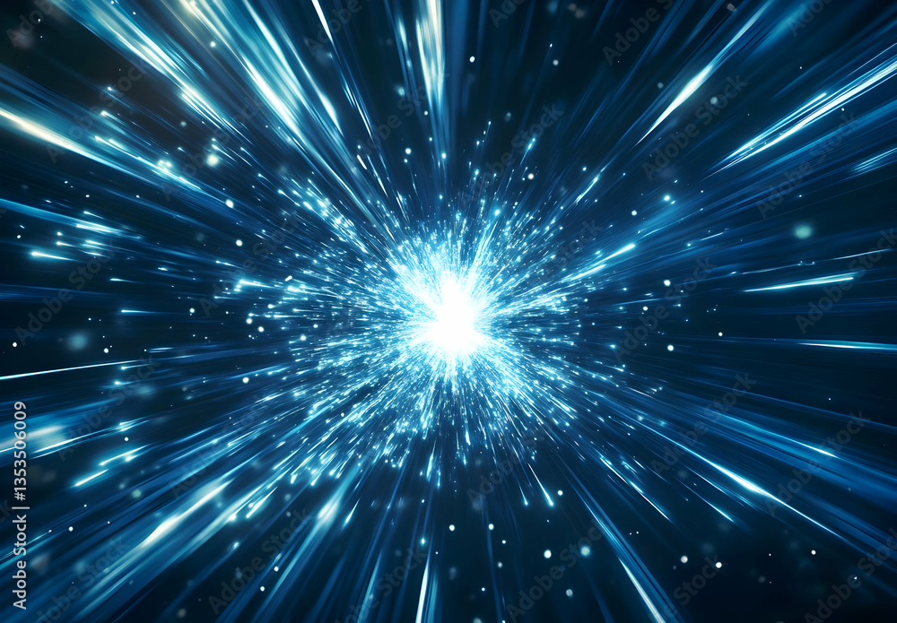 Blue and White Streaks in an Explosive Energy Burst Close Up Blue and White Streaks in an Explosive Energy Burst Close Up