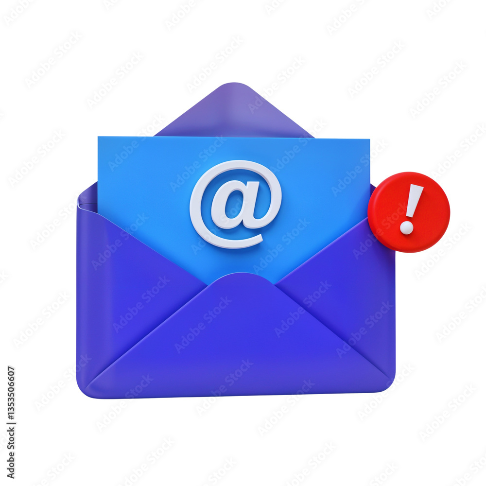 Purple Email Envelope With Notification Alert Icon Purple Email Envelope With Notification Alert Icon