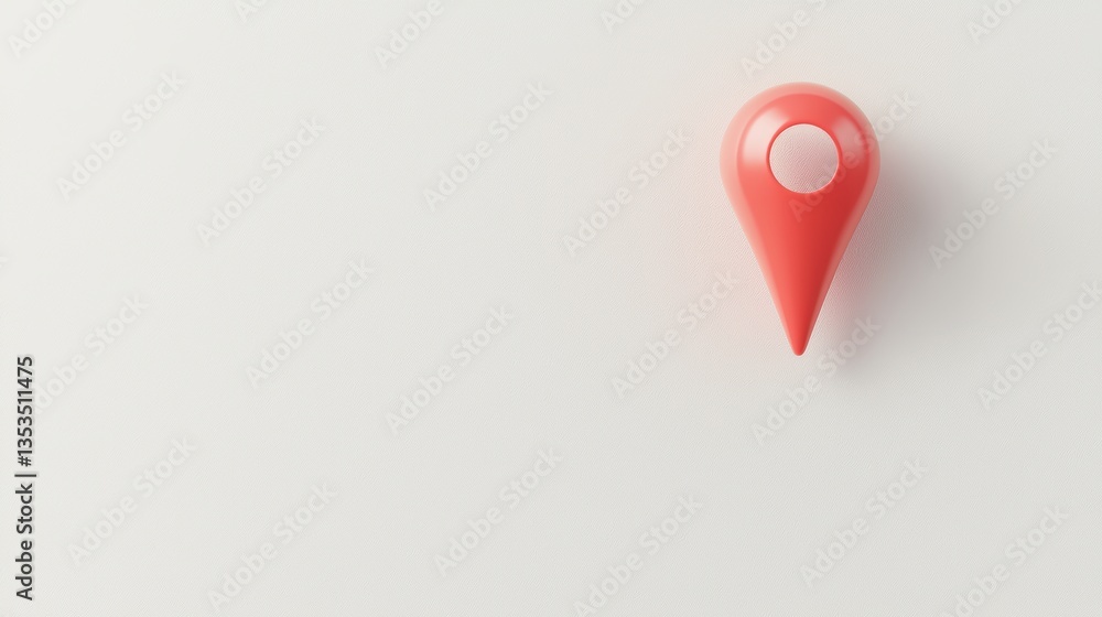 Fototapeta premium 3D Map Pin Red 3D map pin with shadow on a white background, realistic rendering, location marking