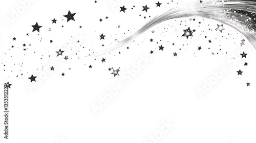 Abstract silver stars swirling design