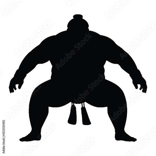 Sumo wrestler Silhouette, Vector, Icon, Logo, White Background.