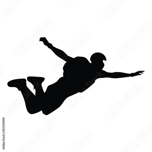 BASE jumper Silhouette, Vector, Icon, Logo, White Background.
