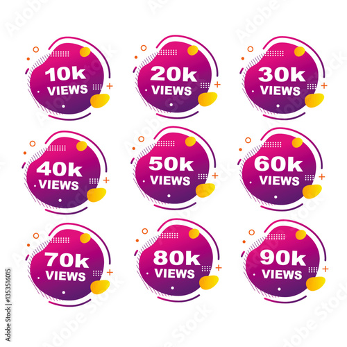 Download this Views Celebration Thumbnail Banner Set 10k To 90k, Ten Thousand Views, 10k Views, 50k View background or vector file for free