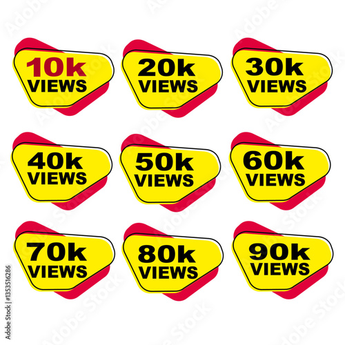 Download this Views Celebration Thumbnail Banner Set 10k To 90k, Ten Thousand Views, 10k Views, 50k View background or vector