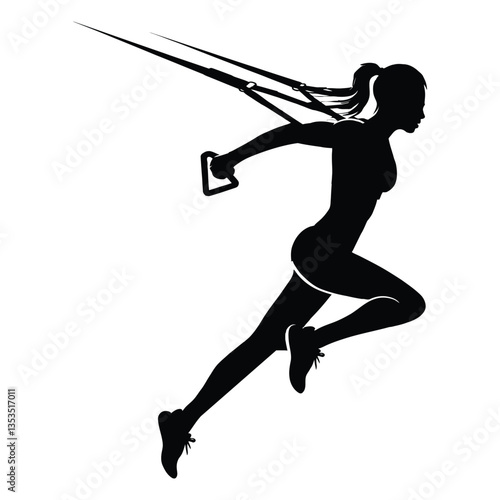 TRX suspension training Silhouette, Vector, Icon, Logo, White Background.
