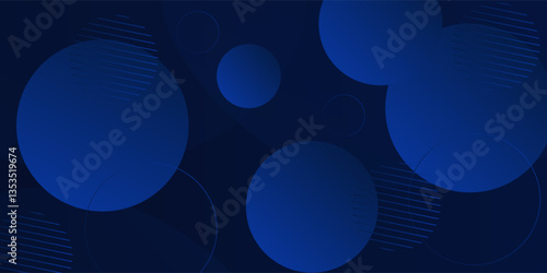 Abstract dark blue geometric circle pattern background illustration. 3D view and simple pattern. Vector eps10