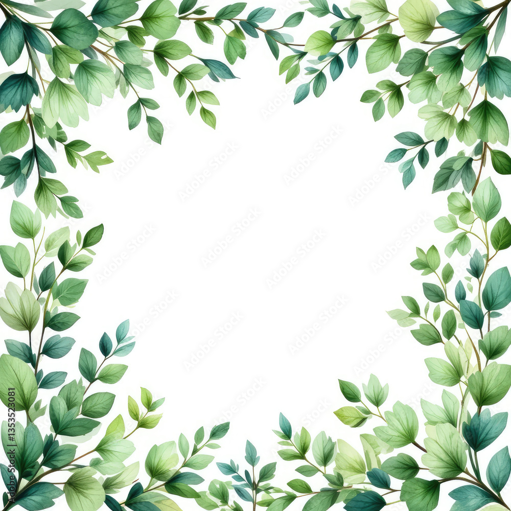 Obraz premium green leaves border