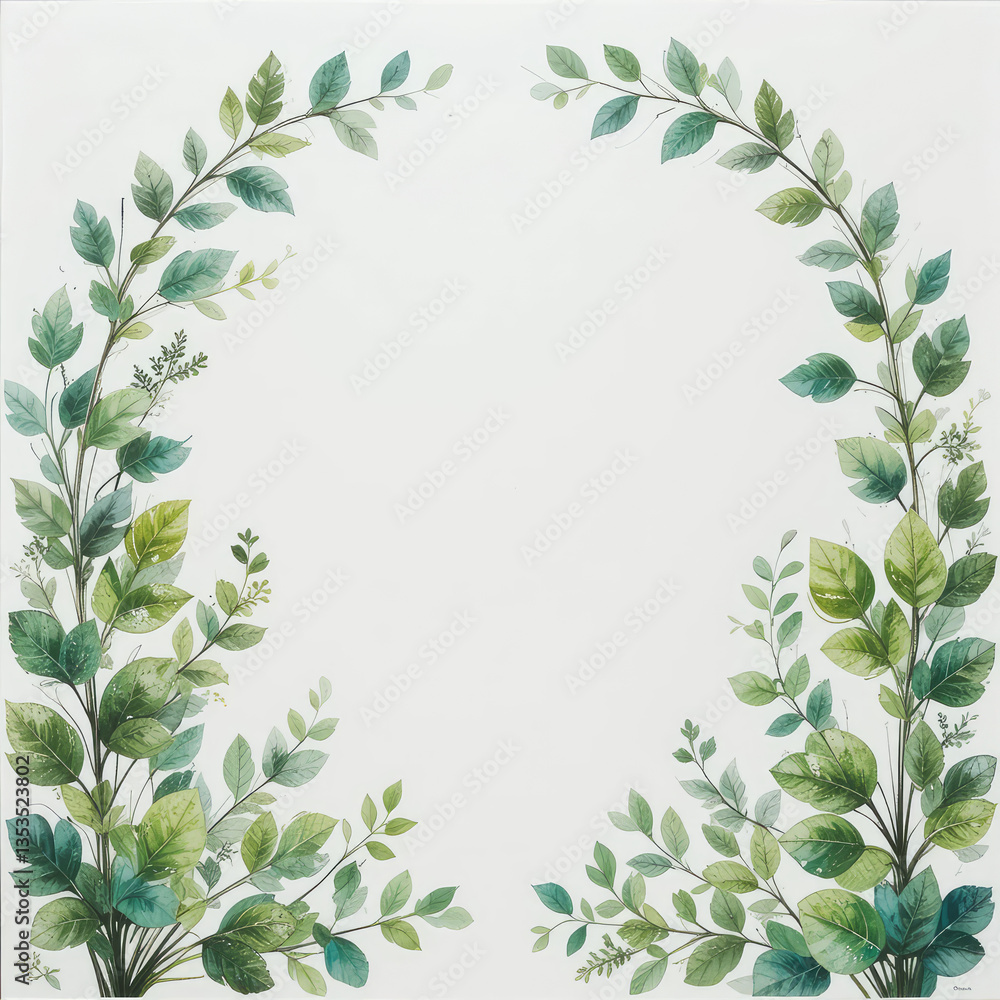 Obraz premium green leaves border