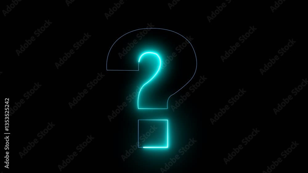 Digital Questioning Neon Question Mark Sign Animation on Black Background 4k Digital Questioning Neon Question Mark Sign Animation on Black Background 4k