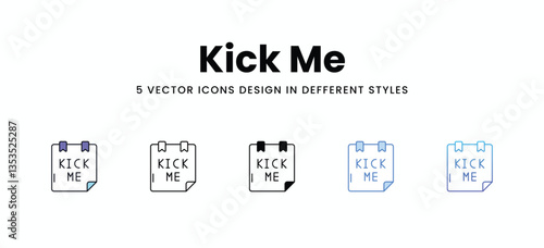 Kick Me vector icons set stock illustration