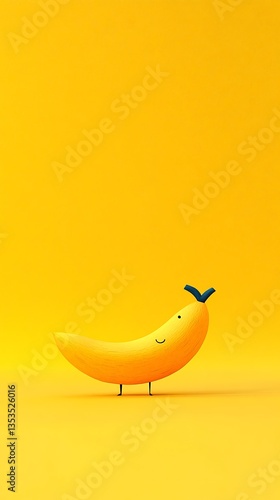 Happy Banana Bird on Yellow Background.