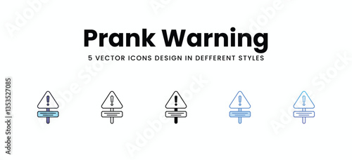 Prank Warning vector icons set stock illustration