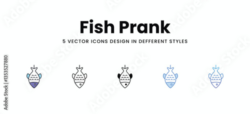 Fish Prank vector icons set stock illustration