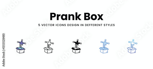 Prank Box vector icons set stock illustration