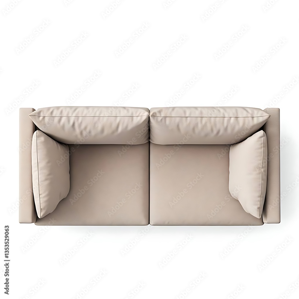 Obraz premium White leather sofa over view image.