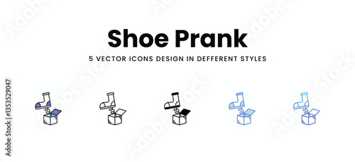 Shoe Prank vector icons set stock illustration