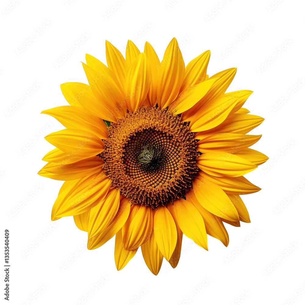 Fototapeta premium Single Sunflower with Detailed Petals on PNG Transparent Background 