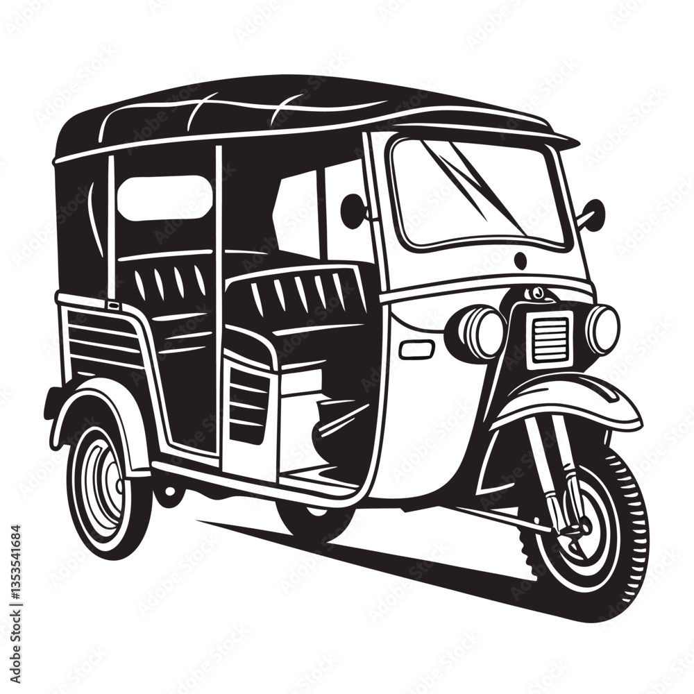 Obraz premium Auto rickshaw vehicle silhouette vector