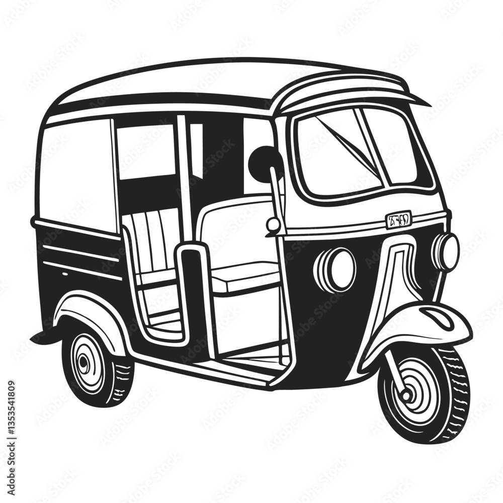 Auto rickshaw vehicle silhouette vector Auto rickshaw vehicle silhouette vector