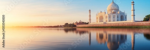 Sunrise Taj Mahal Reflection India Travel