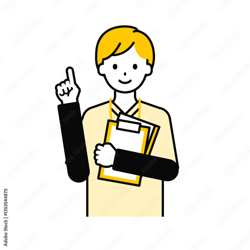 上半身のポーズ_シンプルな介護士の男性16