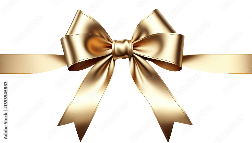 3d metallic Satin decorative golden bow with horizontal gold ribbon isolated PNG 3d metallic Satin decorative golden bow with horizontal gold ribbon isolated PNG