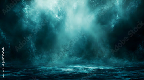 Dramatic Digital Backdrop of Underwater Scene with Ethereal Effects
