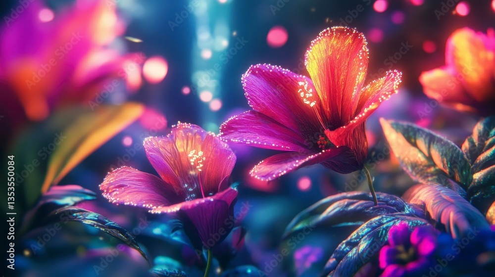 Vibrant Fantasy Flower Scene Vibrant Fantasy Flower Scene