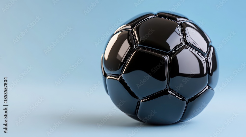Naklejka premium Black soccer ball on blue background