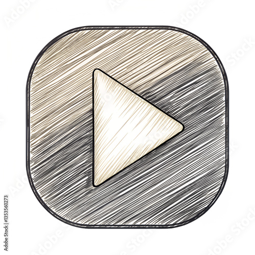 Sketchy Play Button Icon Digital Art Graphic Design Illustration isolated on white or transparent background