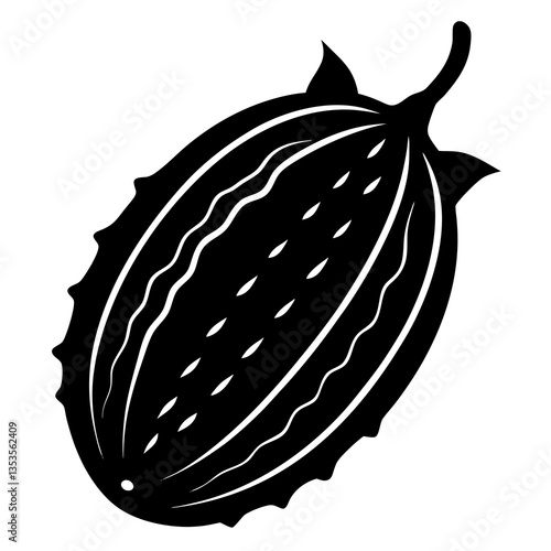  Bitter melon silhouette vector illustration 